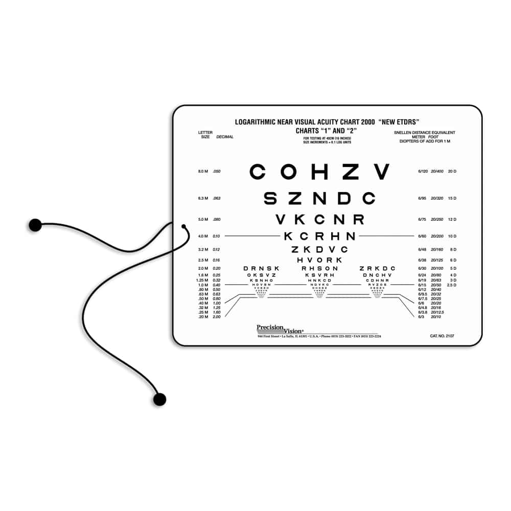 SLOAN Multiple Group Near Vision Testing Card Single Sided