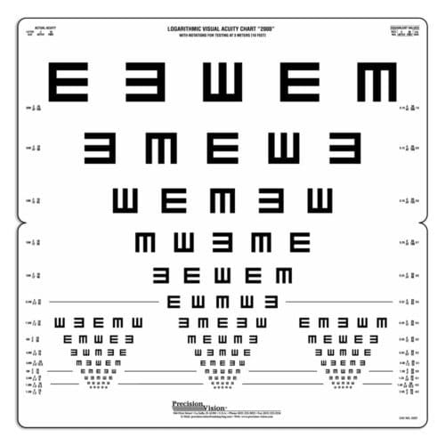 Tumbling "E" Folding Distance Chart